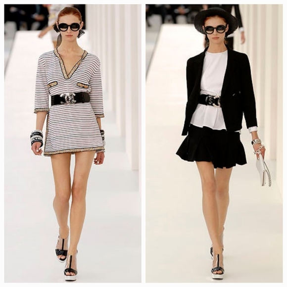 CHANEL O7 Black Patent Leather Quilted CC Logo Wide Belt - Picture 2 of 11